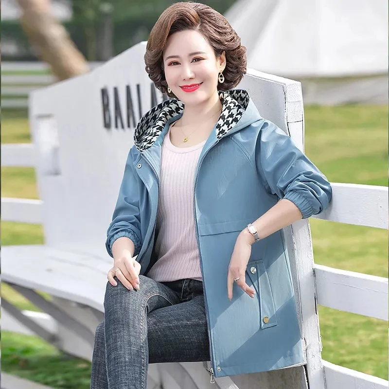 5XL женская куртка с капюшоном для пожилых людей среднего возраста ветровка мамы