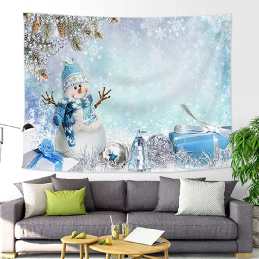

Голубой Снеговик Рождественский гобелен снег зима милый снежинка фон гобелены настенная подвесная спальня гостиная Общежитие Декор