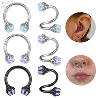 zs 1 piece 16g stainless steel opalite dragon nose ring horseshoes nariz piercing s shape ear cartilage helix piercings jewelry