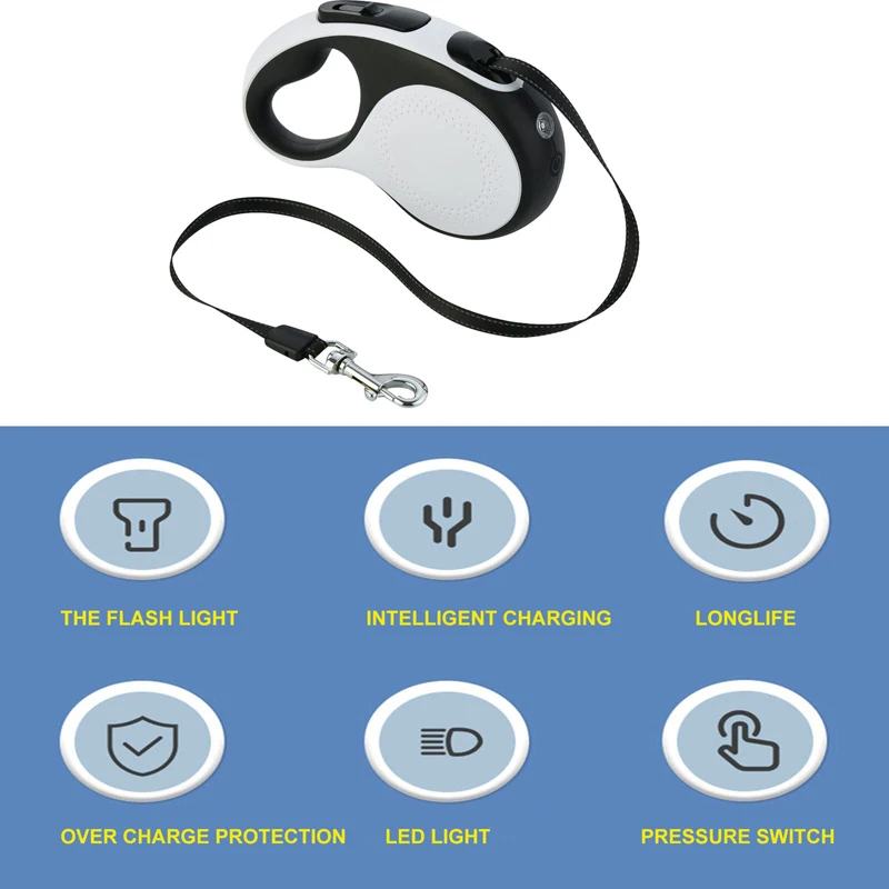 Выдвижной Поводок для собак Benepaw сверхмощный перезаряжаемый светодиодный фонарь