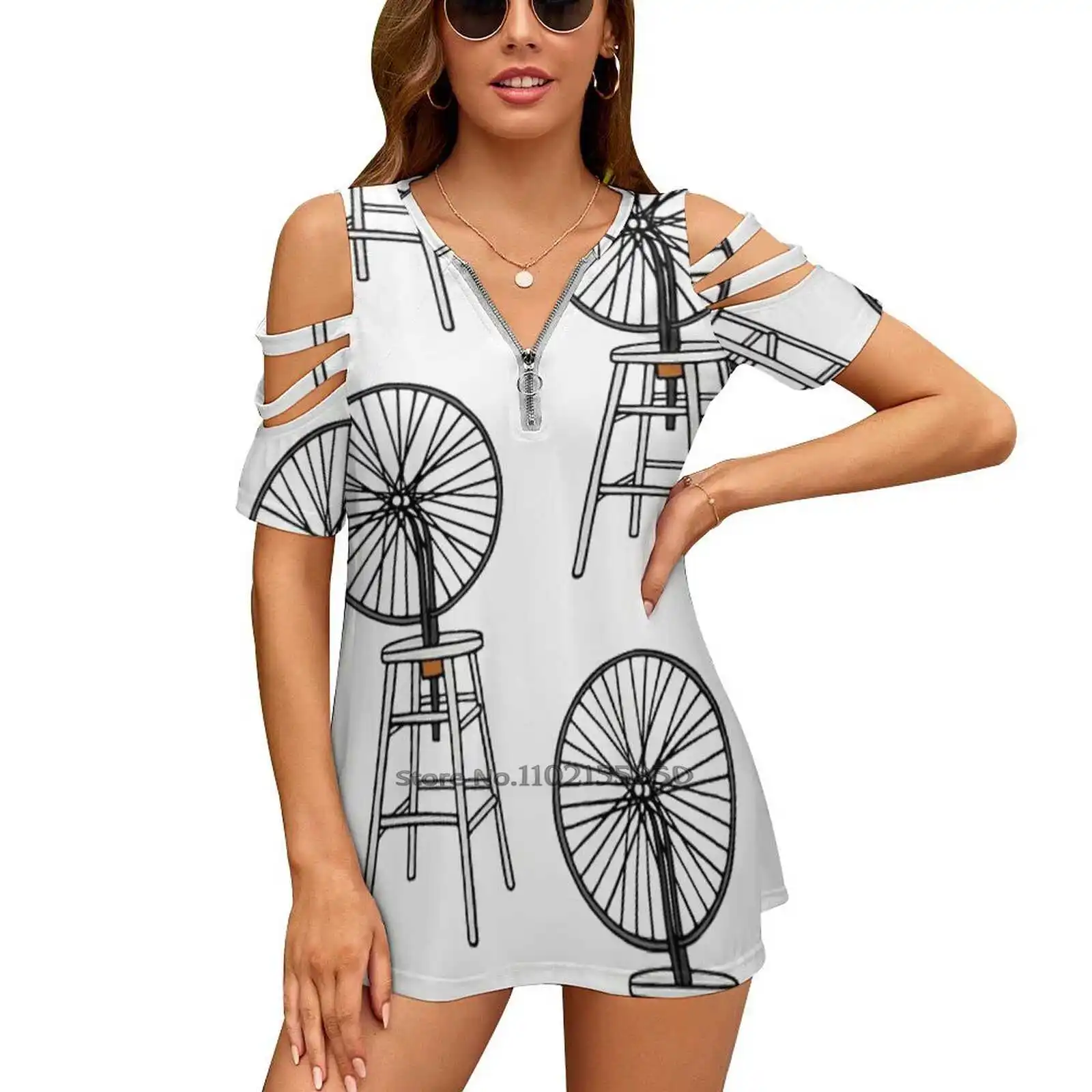 

Велосипедные колеса Марсель на молнии Сексуальная футболка повседневные топы полый пуловер женские топы футболки велосипедные колеса худ...