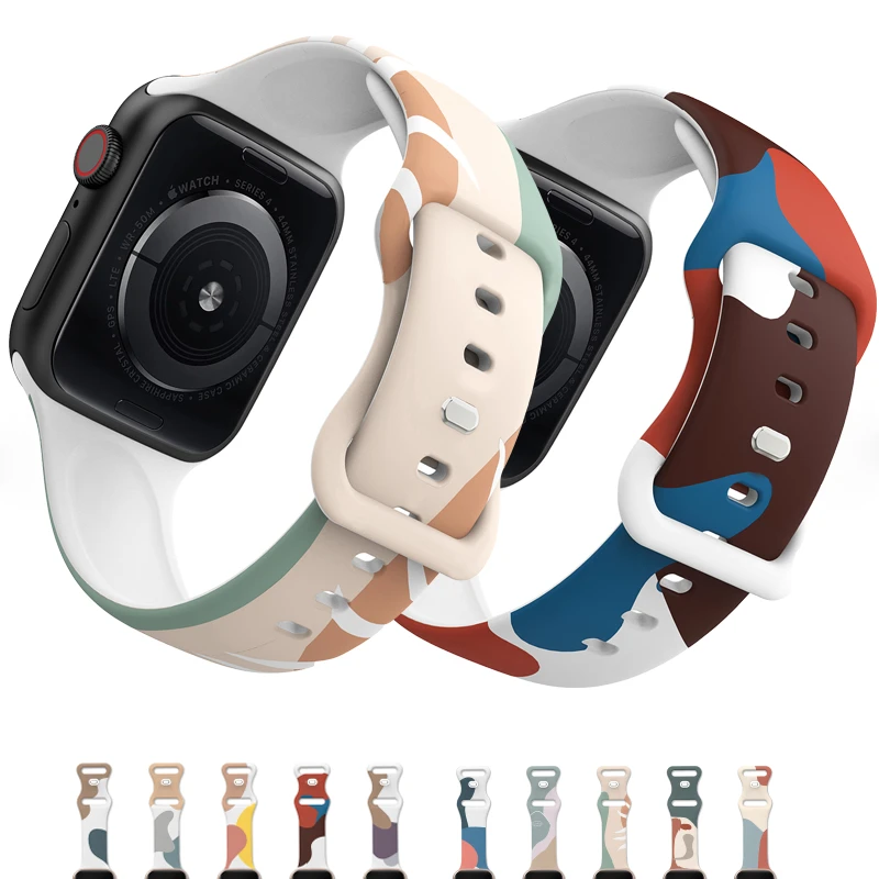

Ремешок для Apple Watch 7 6 5 4 3 2 1 38 мм 42 мм, резиновый браслет для iWatch 7 6 SE 41 мм 45 мм 40 мм 44 мм