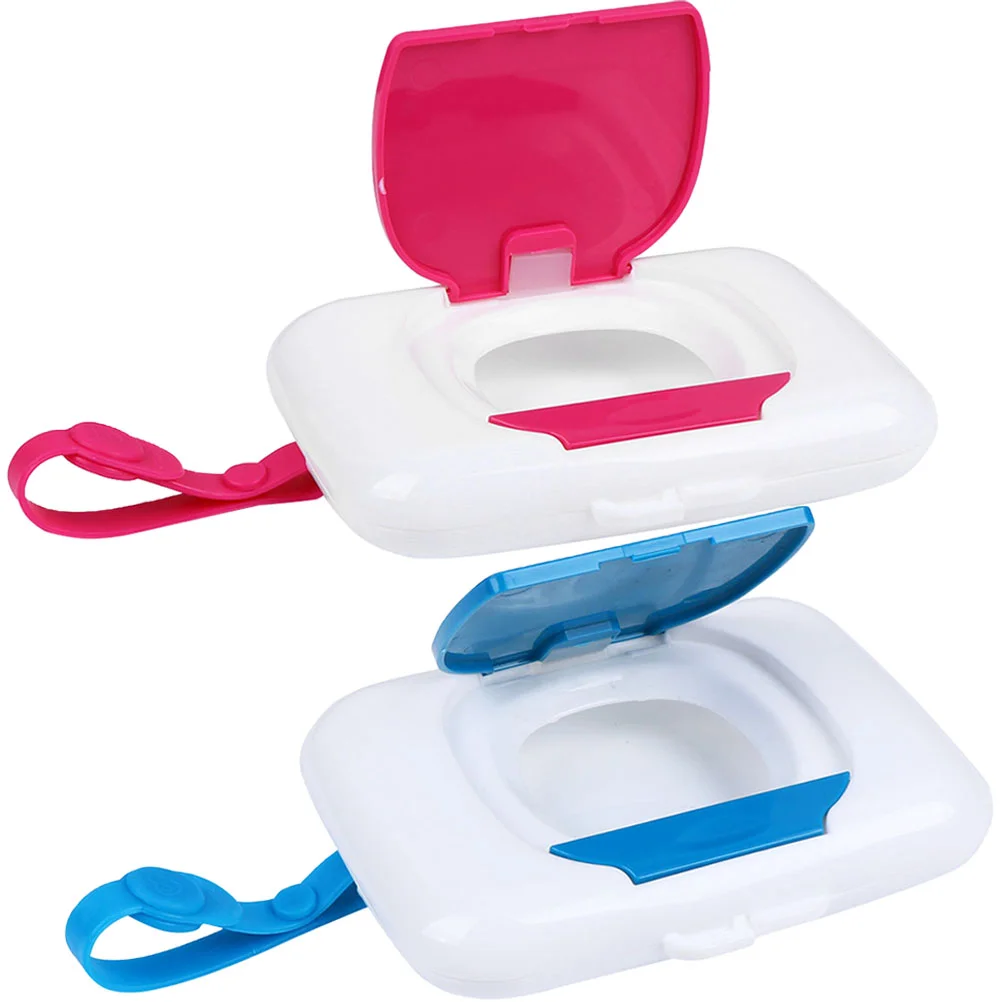 

2 Pcs Wipe Box Wet Tissue Holder Baby Wipes Dispenser Portable Stroller Rack Adorable Small Silica Gel Case Pushchairs