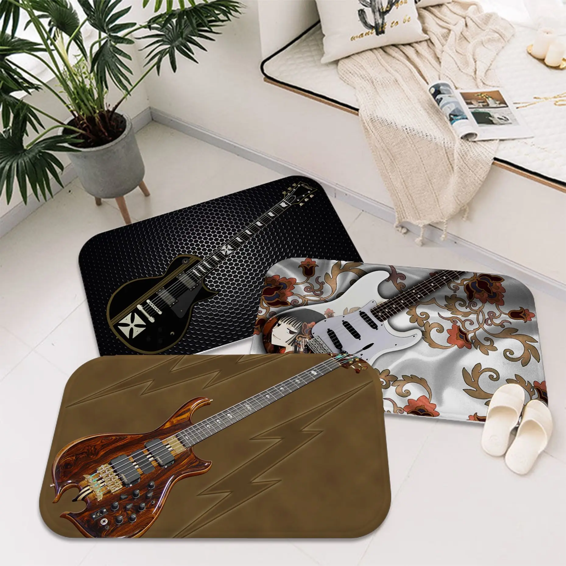 

Music Is The Voice Of The Soul Guitar Hallway Carpet Kids Room Bedroom Decoration Balcony Anti-Slip Doormat Living Room Rugs