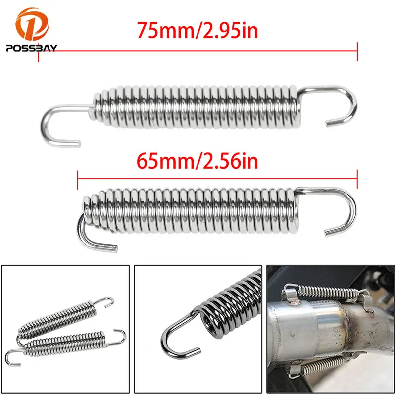 

2pcs 75mm Motorcycle Exhaust Pipe Rotatable Muffler Mounting Spring Hooks Front Middle Connect Pipes for Yamaha Kawasaki Suzuki