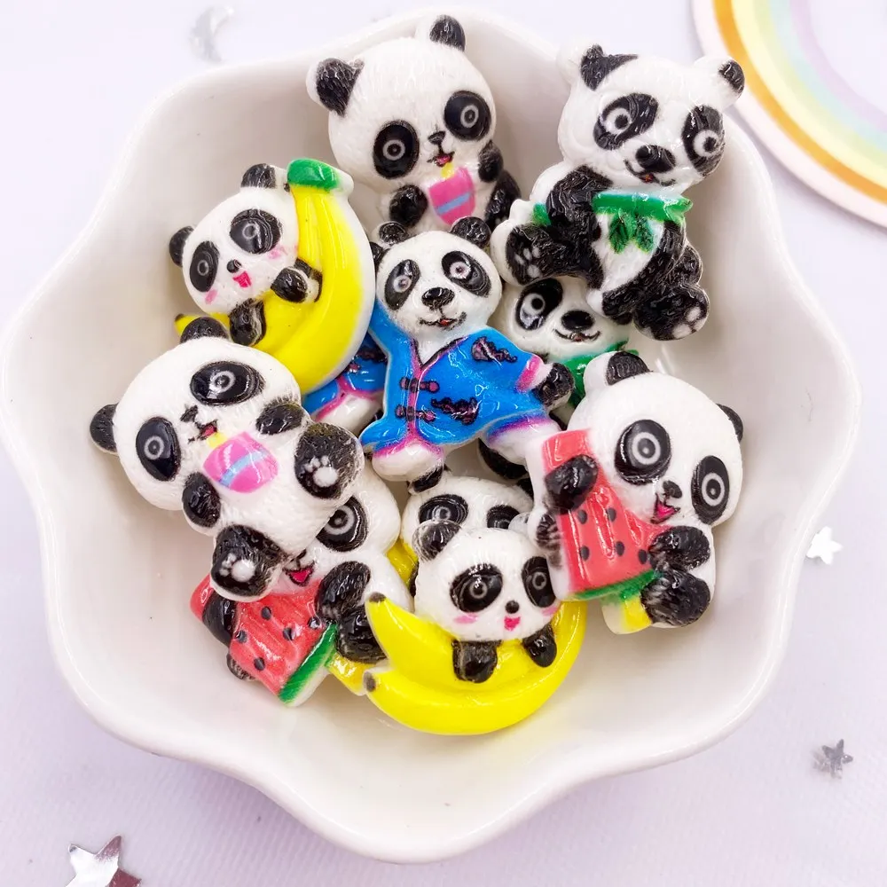 

Кавайная фигурка из смолы с цветными рисунками фруктов, напитков, панды, с плоским основанием, для скрапбукинга, 10 шт., «сделай сам», бант, декоративные аксессуары, ремесла OM092
