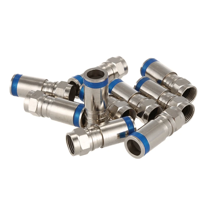 

10Pcs F-Type Male Plug Compression Connectors For RG6 Coax Coaxial TV Cable HQ