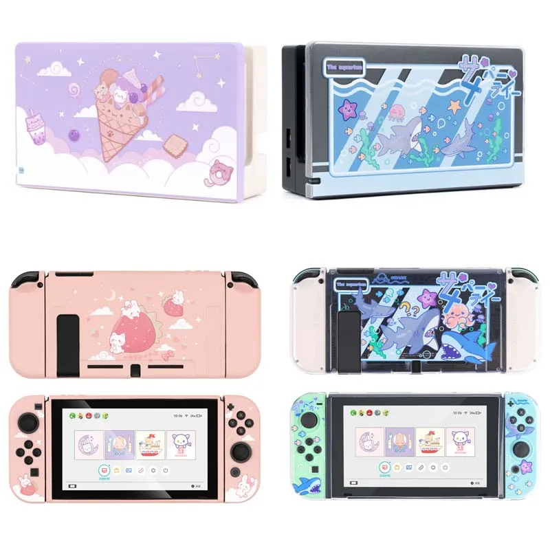 

TV Dock Hard Shell Stand Charger Protective Case for Nintendo Switch NS Joycon Controller Soft TPU Protector Console Full Cover