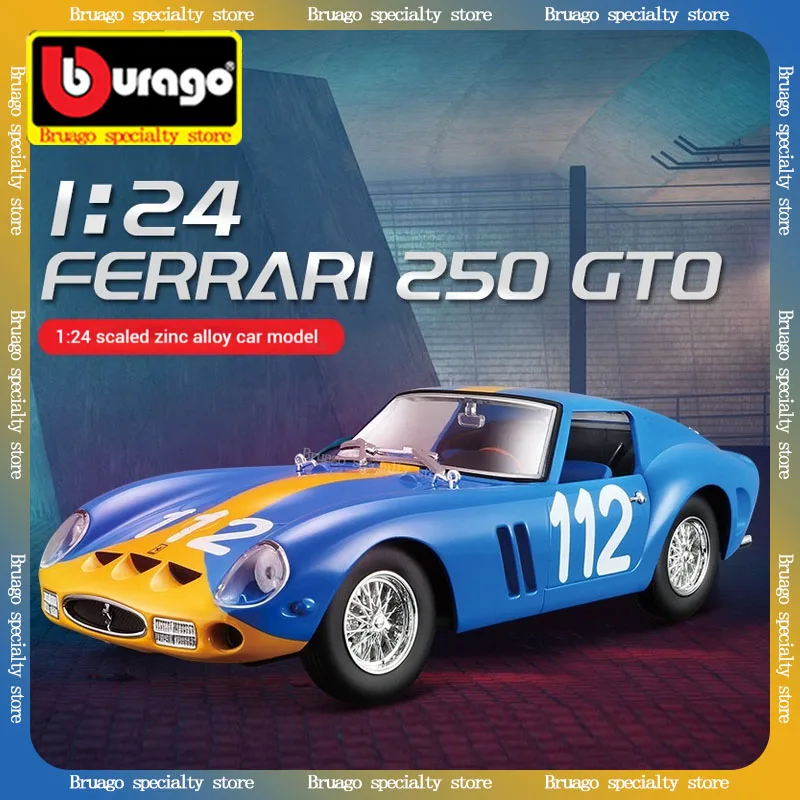 Синяя гоночная модель Bruago 1:24 250 Gto из литого сплава статическая орнамент