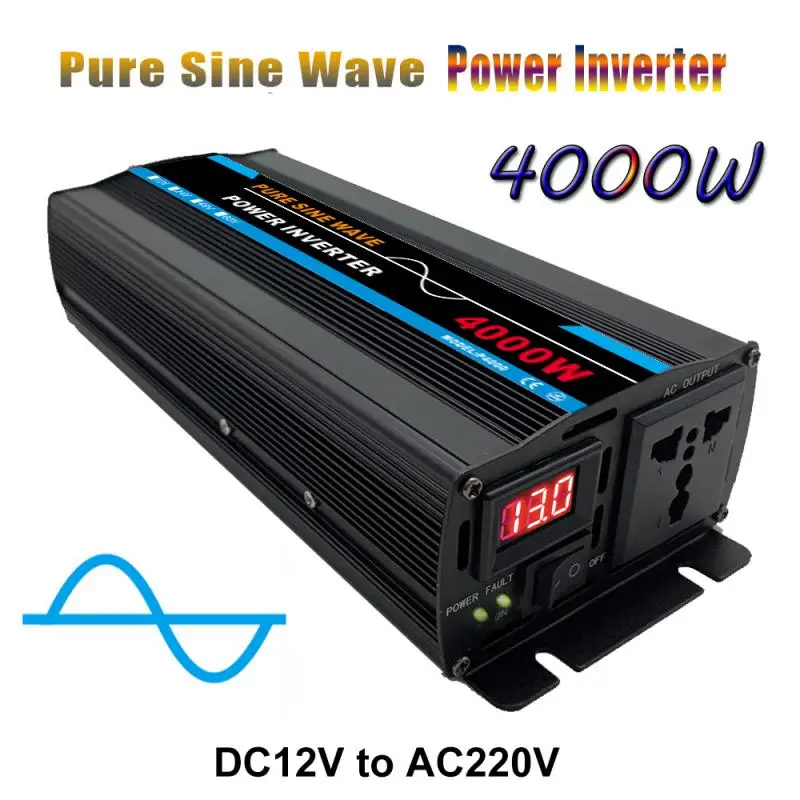 4000W Pure Sine Wave Power Inverter DC 12V  24v To AC 220V 50Hz Inverter Home Outdoor Car Converter Solar Energy Power Inverter
