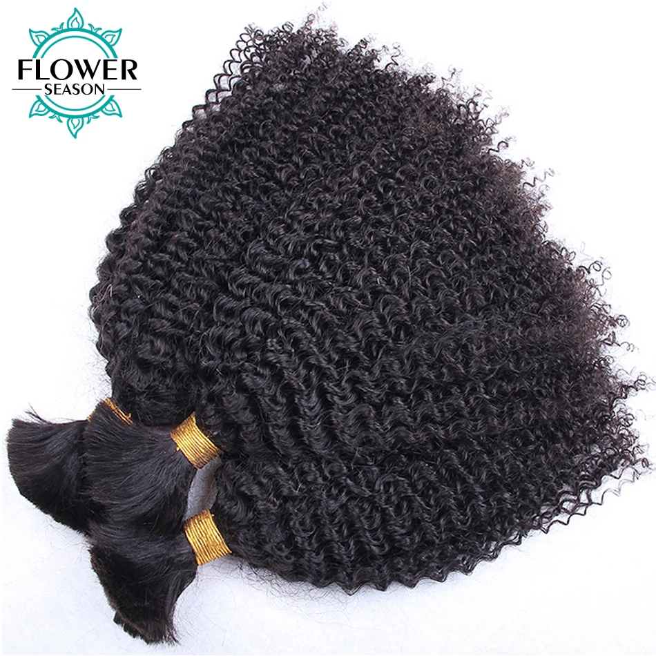 

Kinky Curly Human Hair Bulk For Braiding No Weft Afro Kinky Curly Hair Bulk Extensions 1/3/4 Braiding Hair for Black Women
