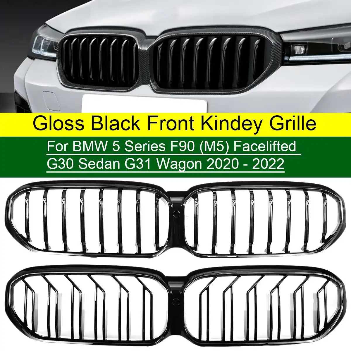 

Front Radiator Grille Hood for BMW 5 Series Facelifted G30 Sedan G31 Wagon F90 M5 2020-2022 Replace Front Bumper Kidney Grill