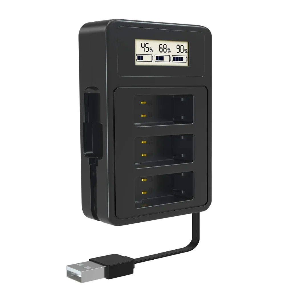 

3channel GoPro battery charger with USB Type C smart display fast charger for GoPro Hero 9 8 7 6 5 black camera Original charger