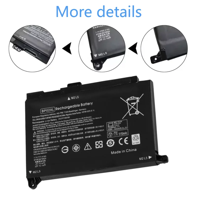 BP02XL для HP Pavilion PC 15 15-AU 849909-850 849569-421 HSTNN-LB7H BP02041XL HSTNN-UB7B 41wh 5150mah A ++ элементы питания