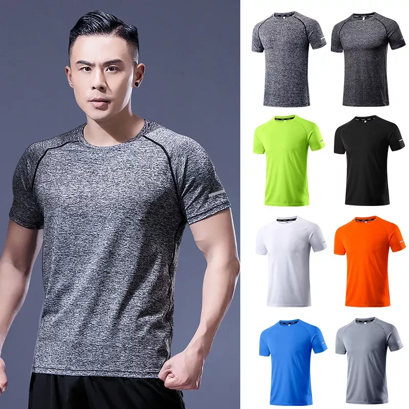 

Quick Dry Polyester Running T Shirt Men Breathable Fitness Shirt Training Exercise Clothes Gym Sports Shirt Lightweight Tees