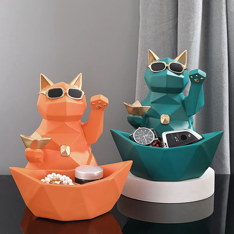 

Lucky Cat Table Decoration Desktop Key Candies Storage Desktop Adornment Nordic Home Living Room Decor Animal