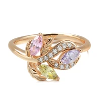 grier colorful natural zircon ring for women 585 rose gold simple jewelry wedding fashion girls flower rings gift wholesale