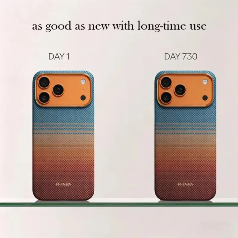 Фото Чехол PITAKA из углеродного волокна для iPhone 17 Pro Max/17 Pro/Air, кевларовый, с поддержкой беспроводной зарядки, магнитный, ультратонкий №3