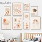 Цветочный принт на холсте плакат с алфавитом детская Радуга малышка девочка настенная живопись в стиле бохо настенные картины для украшения детской комнаты