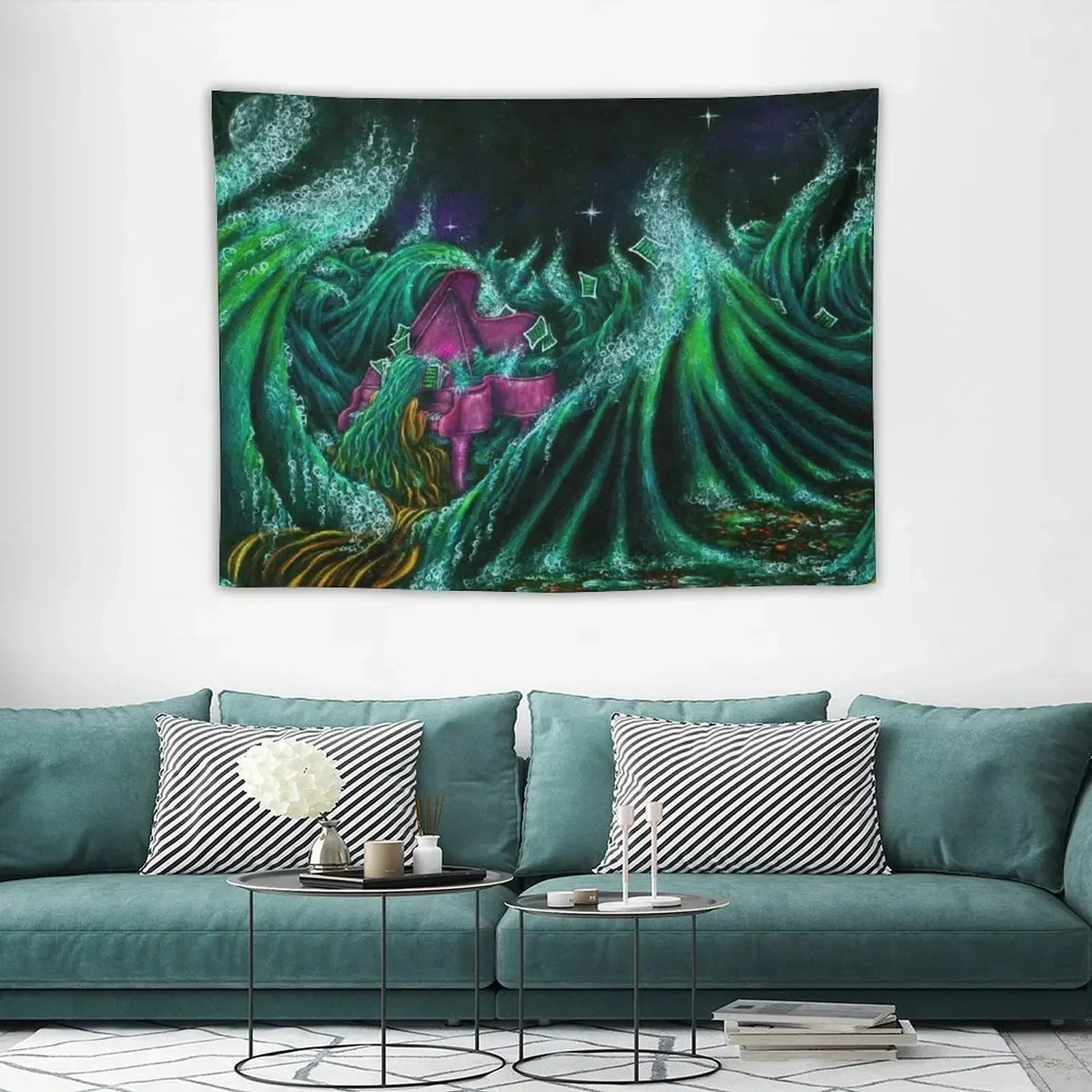 Гобелен Claire de Luna &amp the Grand Sea Piano декор комнаты милый гобелен для украшения гостиной