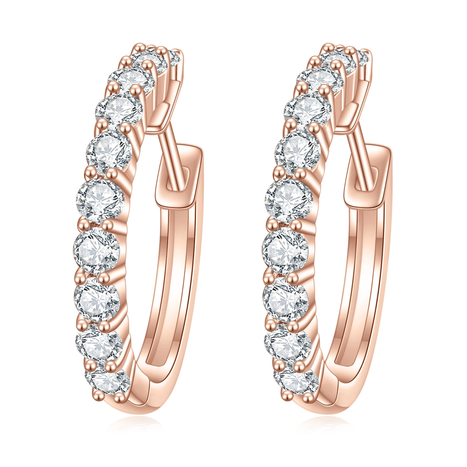 GEM'S BALLET AU750 585 14K 10K 18K Gold 925 Silver Earrings 1.2CT Round Brilliant Cut Moissanite Hoop Earrings For Women Wedding