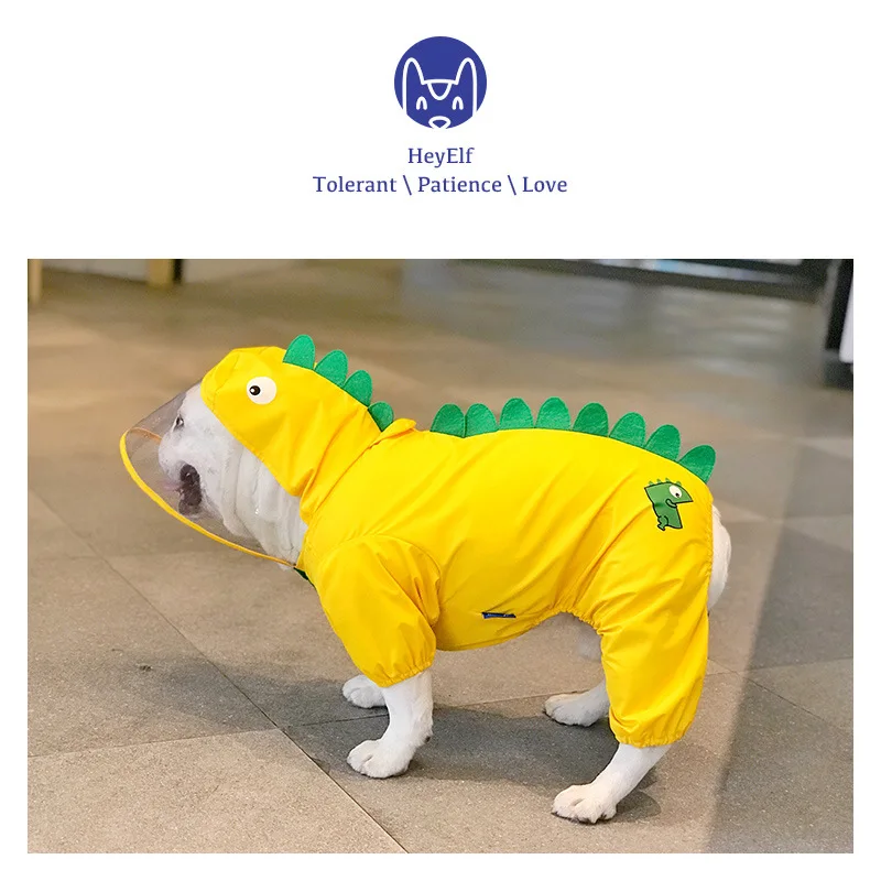

French bulldog raincoat Corgi raincoat dog raincoat Pet dog dinosaur four-legged clothing rainproof clothing dog rain jacket
