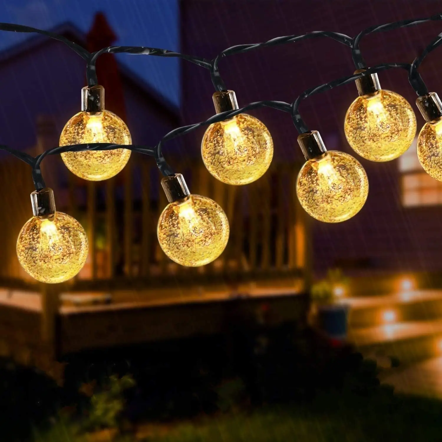 

Solar Garden String Lights 50 LED Outdoor Crystal Ball String Lights Fairy Waterproof 23Ft for Garden,Yard, Christmas Warm White