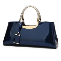 women light luxury handbag 2022 new europe america lacquered leather top handle banquet bags fashion casual soft pu bridal bag