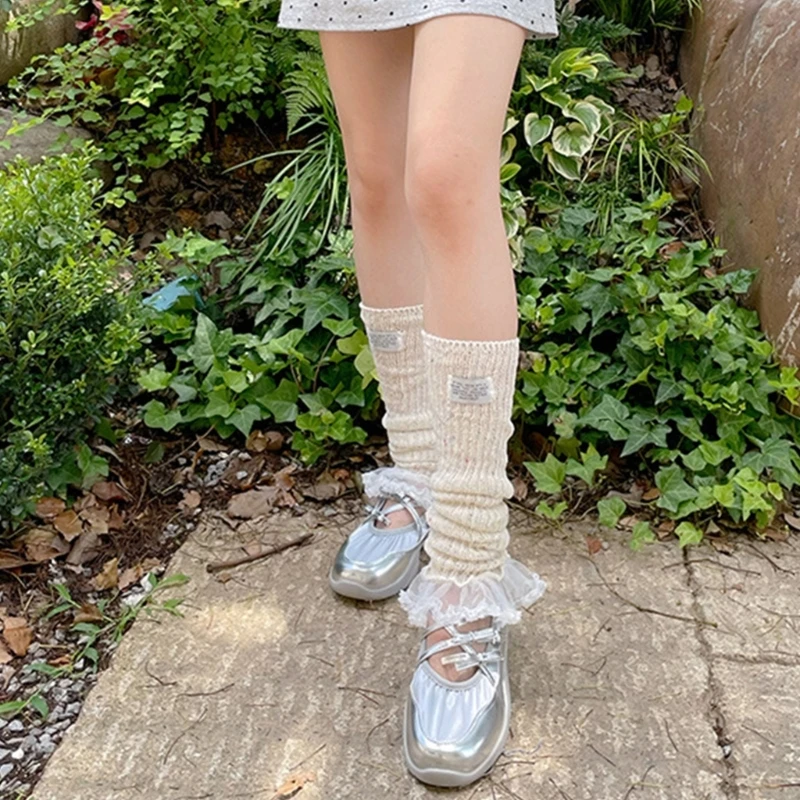 SZL женские JK девушки эстетические ребристые вязаные теплые носки до середины