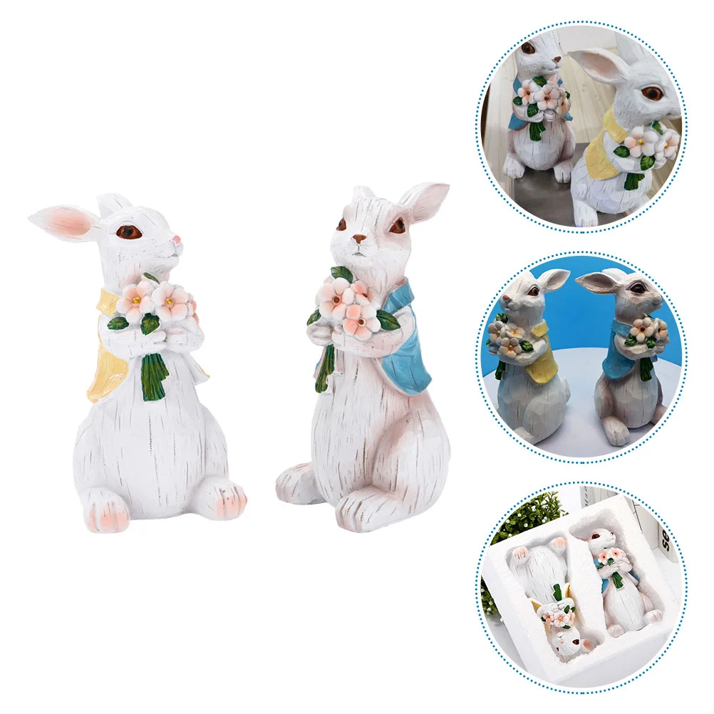 

Rabbit Bunny Easter Animal Figurines Decor Zodiac Statues Garden Chinese Decorations Statue New Year Gifts Home Party Resin