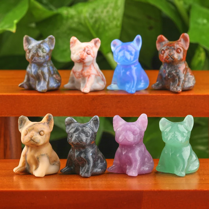 

1" Crystal French Bulldog 25 Kinds of Quartz Carved Dog
