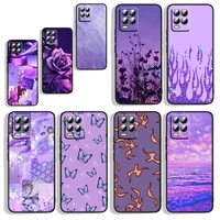 purple flower butterfly for oppo realme gt master neo q3s q2 x50 x7 x3 x2 c21y c17 c11 c3 pro carnival black phone case
