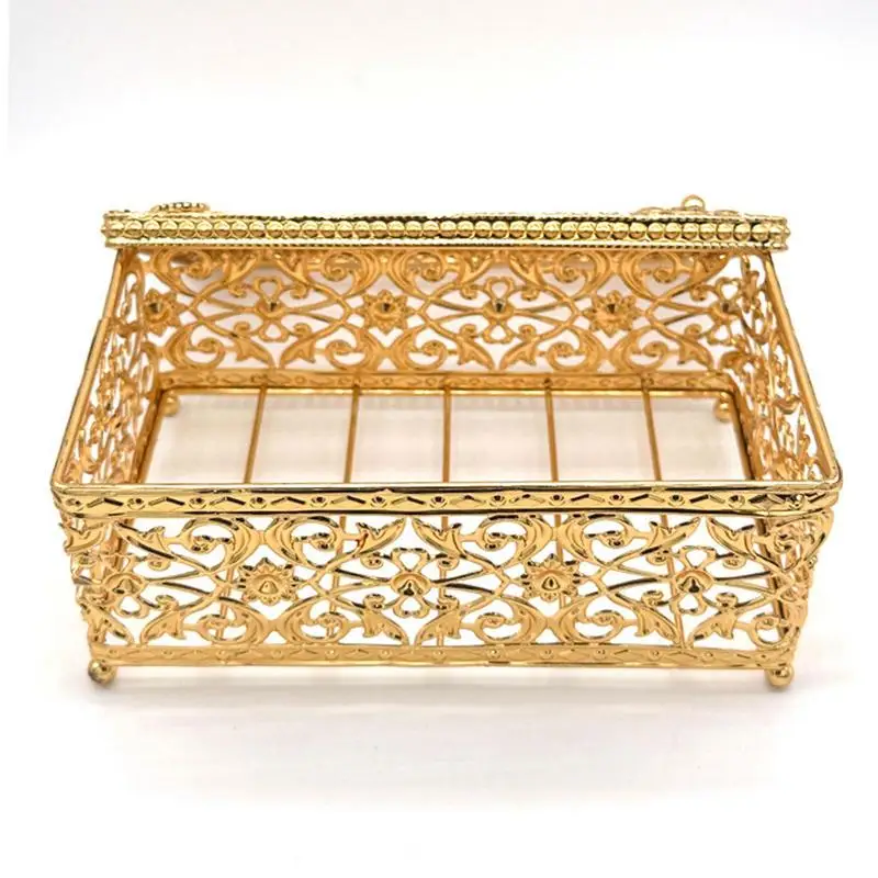 

Gold Tissue Box Cover Large Tissue Box Paper Towel Box Holder Reusable Napkin Box For Restaurant Living Room Tea Table Decor