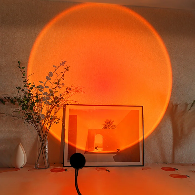 Mini lámpara de atardecer USB, proyector de 7 colores, luz nocturna de Ambiente, decoración del hogar, iluminación de fotografía, decoración de pared de cafetería