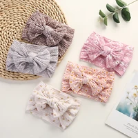 20pclot floral printing nylon baby turbanribbed cable knit nylon headband kid girls leopard print headwrap infant headwear