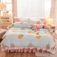 korean style princess lace flower bed four piece set ins girl heart bed sheet pillowcase quilt cover cute girl three piece set