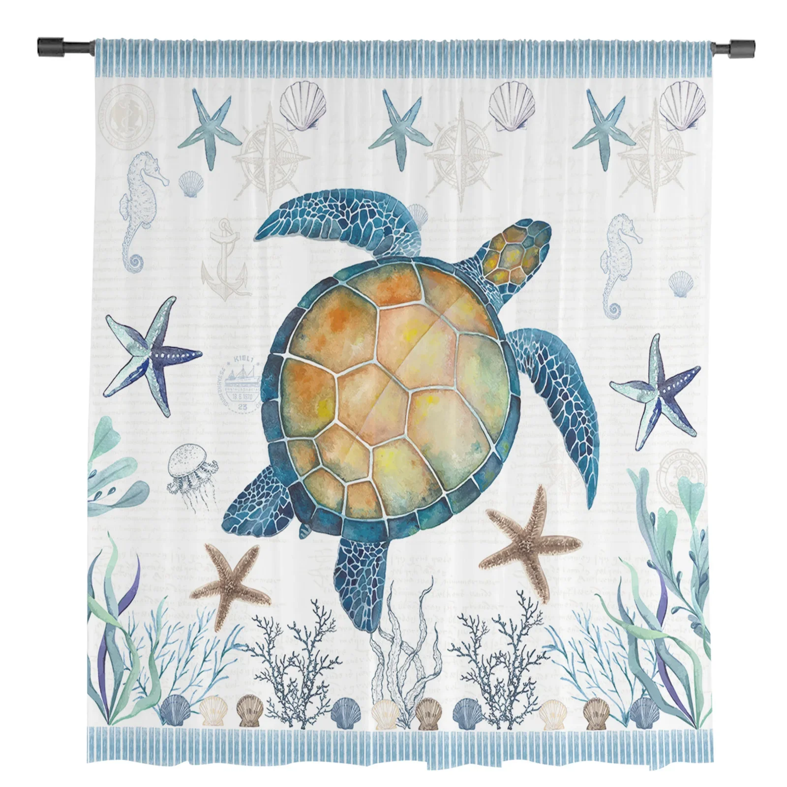 Морская черепаха синяя морская звезда ракушка прозрачные шторы для украшения