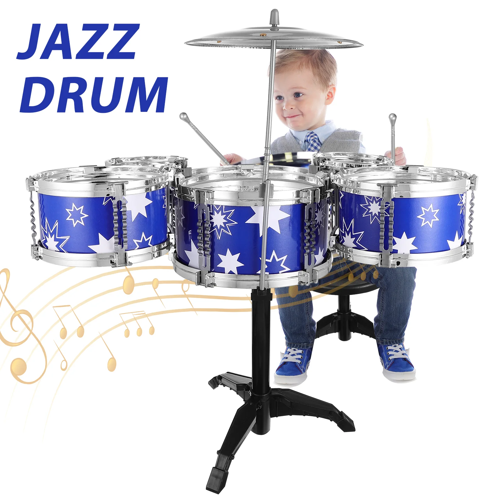 

Drum Set for Kids Jazz Drum Kit for Toddler Drum Set with Stool Percussion Musical Instruments Drum Set Toys