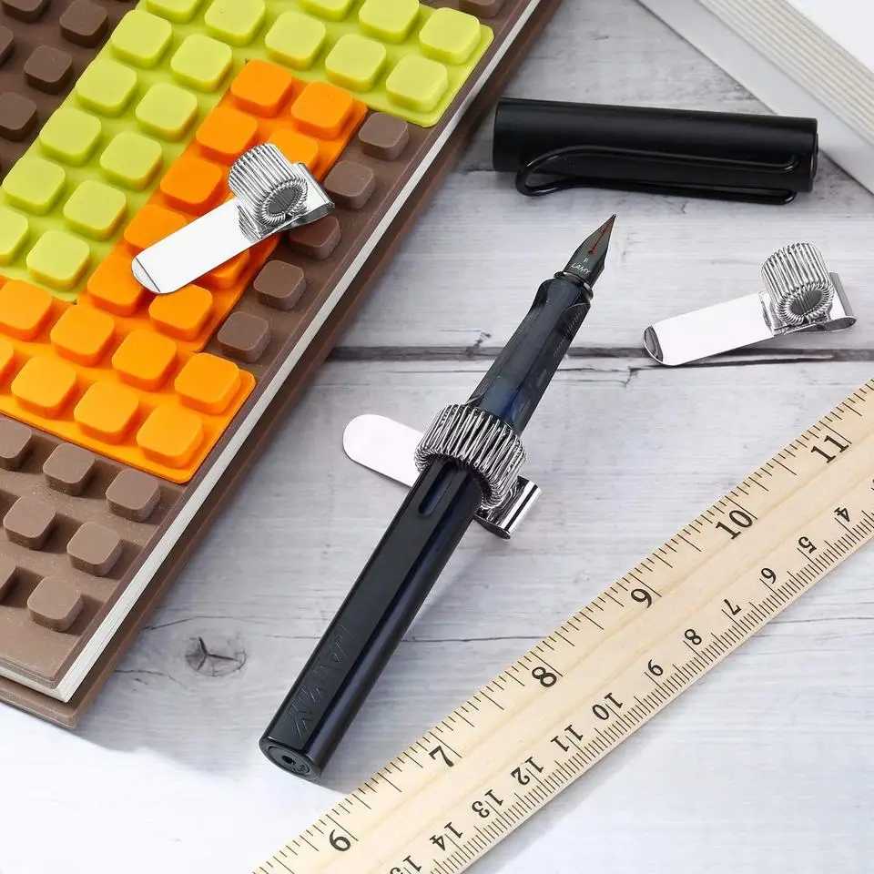 

Hot Sale Metal Single Hole Pen Loop Holder Rotatable Self Adhesive Pens Clip With Spring Loop Office Supplies