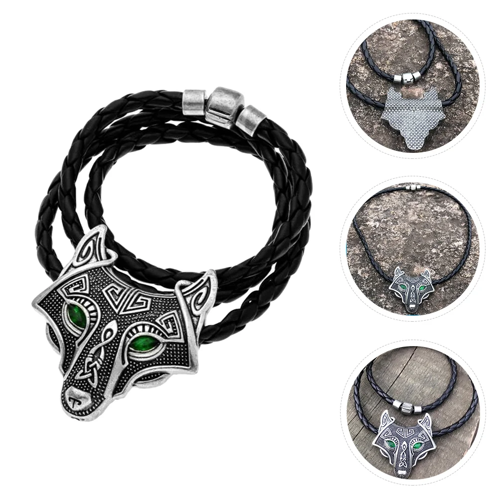 

Wolf Head Men Necklace Sweater Chain Fashion Clothing Accessory Photo Prop