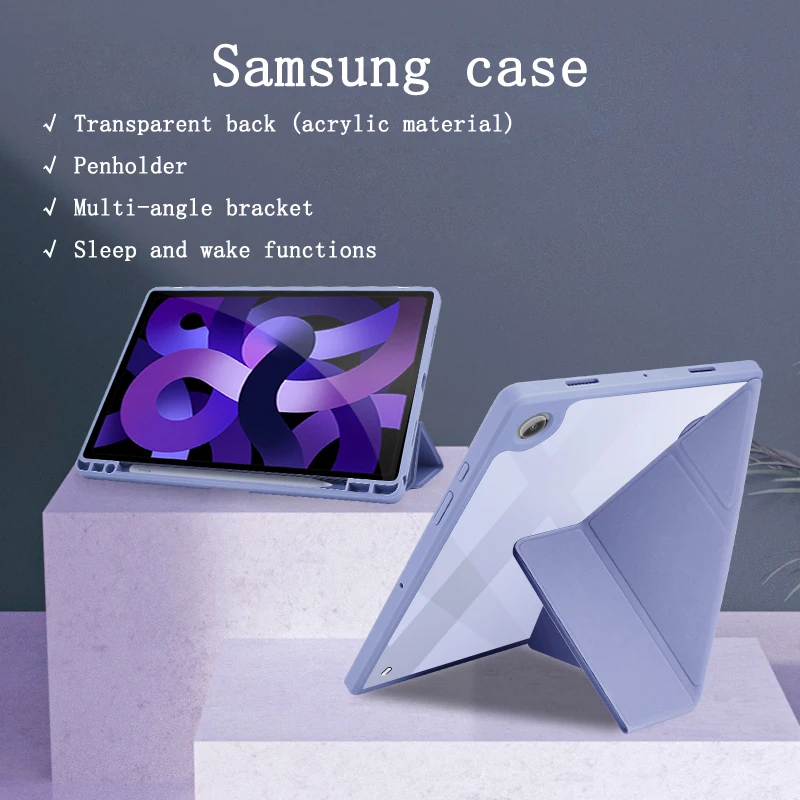 

Прозрачный Акриловый чехол с держателем для ручек для Samsung Galaxy Tab A7 Lite A8 S6 Lite S7 S8 S7 + S8ultra T220, чехол для планшета T500 P610