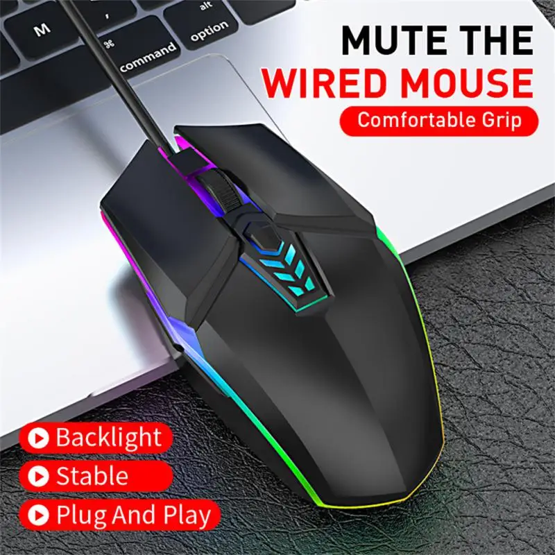 

1600 Dpi Mute Wired Gaming Mouse Led Backlit Mice Wired Mouse Gamer Wired Silent Mouse Office Luminous Mouse Pc Accessories