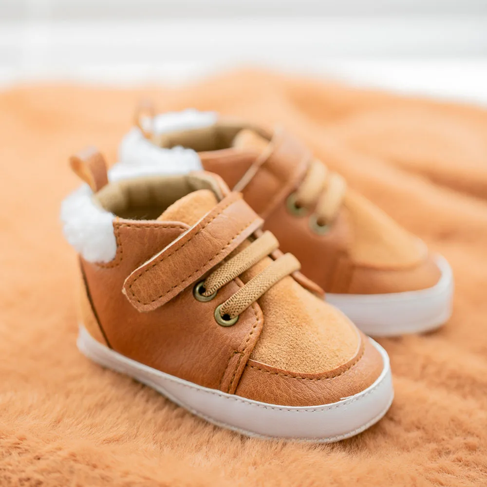

Winter Plush Toddler Shoes For Baby PU Leather Boys Girls Thick Warm Cotton Shoes Soft-soled Anti-slippery Snow Boots For Kids