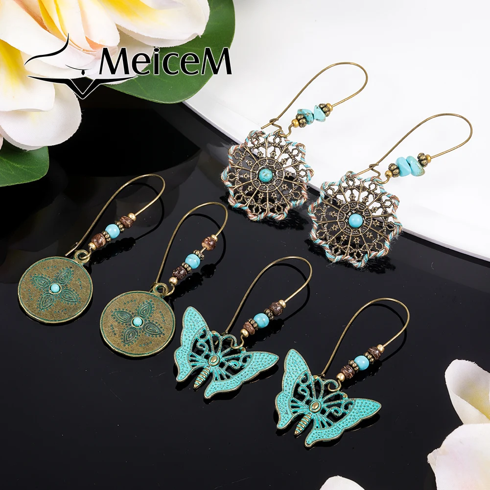 

MeiceM Bohemian New in Drop Earrings Butterfly Turquoise Gift Trendy 2023 Men Earings Boho Jewelry Aesthetics Earrings for Women