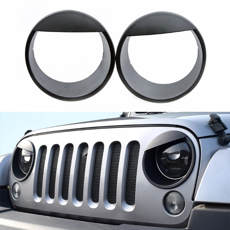 

For Jeep Wrangler JK JKU 2007-2017 Lamp Hoods Car Replacement Front Light Headlight Angry Bird Style Trim Cover