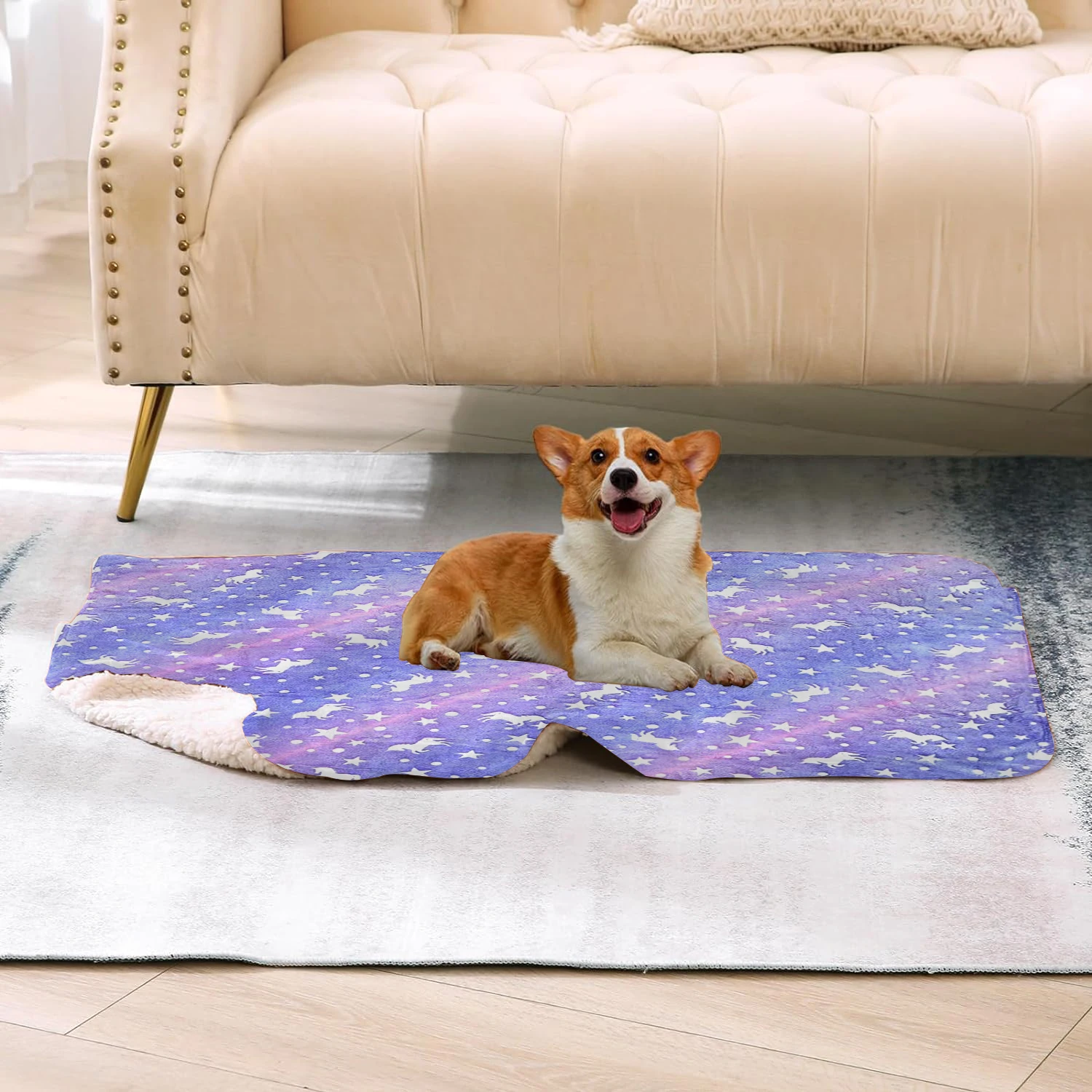 2 Шт. Светящееся В Темноте Плюшевое Одеяло Для Собачьей Кровати И Перчатка