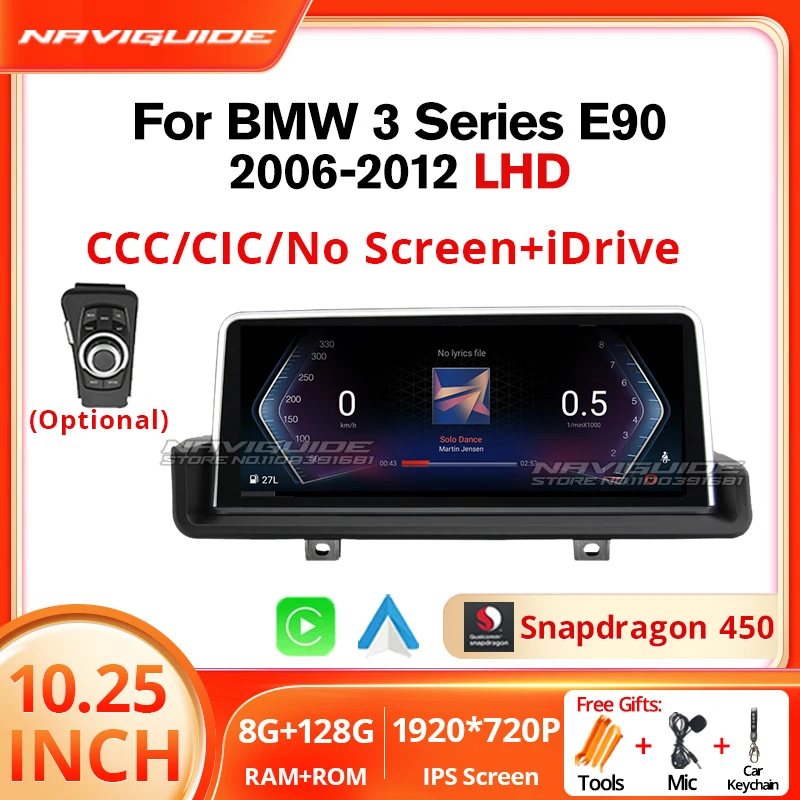 

NAVIGUIDE 10.25'' Android 12 Car Multimedia Player For BMW 3 Series E90 E91 CCC/CIC Wireless CarPlay Auto Touch Screen Head Unit