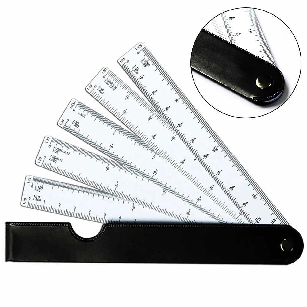 

Durable Newest Top-quality Scale Ruler Shape Kit Replacement Ruler Scale With 5 Blades Accessories Engineering