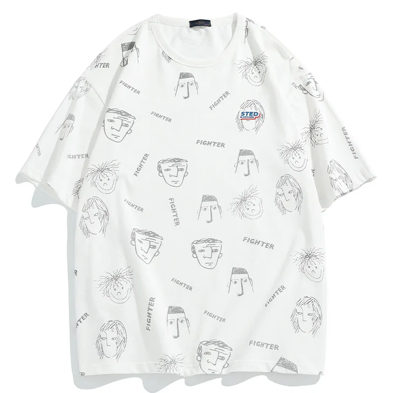 

Fashion Featured 2022 Summer New Couple T-shirt Men's Loose All Over Print Short Sleeve T-shirt