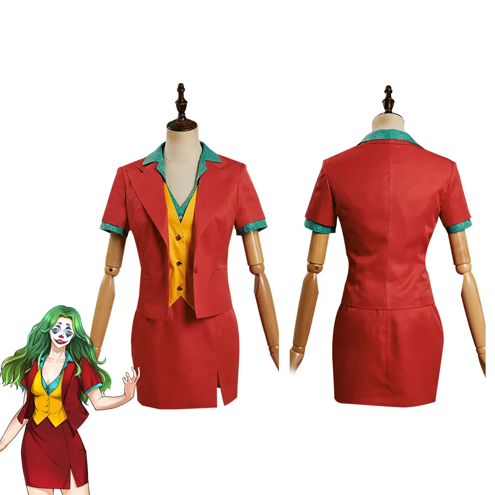 Movie Joker 2019 Female  Cosplay Costume Office Lady Uniform Skirt Outfits Halloween Carnival Suit